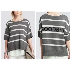 Banana Republic Gray Striped “Goodbye” Women's Sweater Short Sleeve